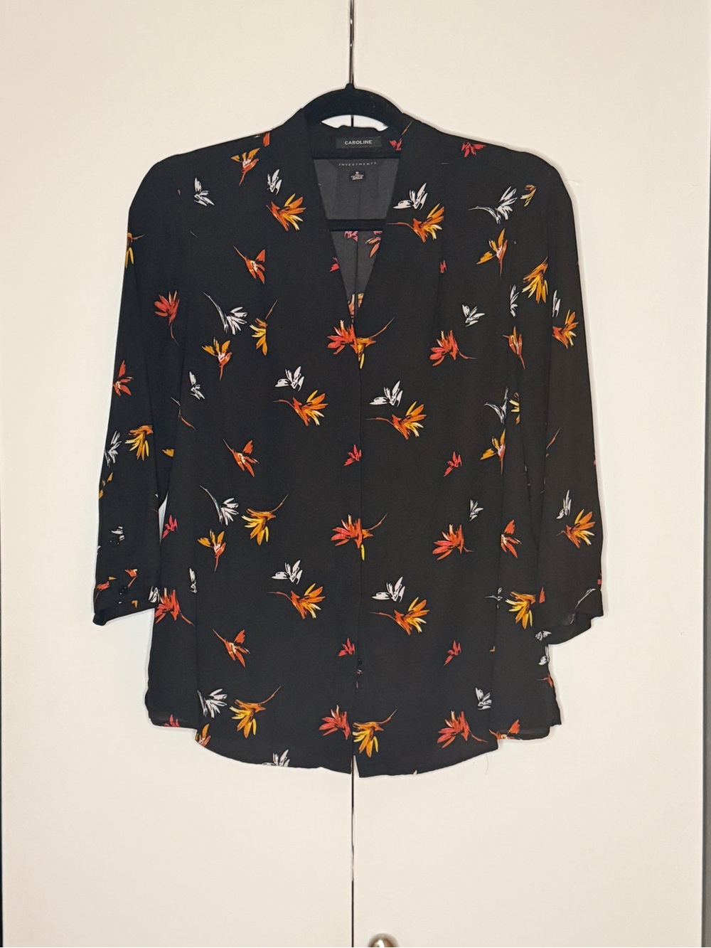 Investments V-neck Split Collar Blouse